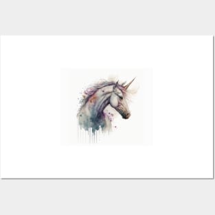 Unicorn Watercolour Painting Posters and Art